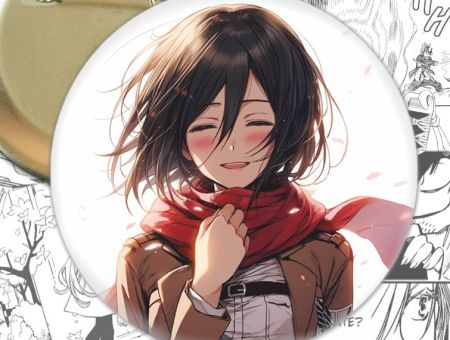 Круглий Значок Мікаса Атака Титанів Attack on Titan 003642