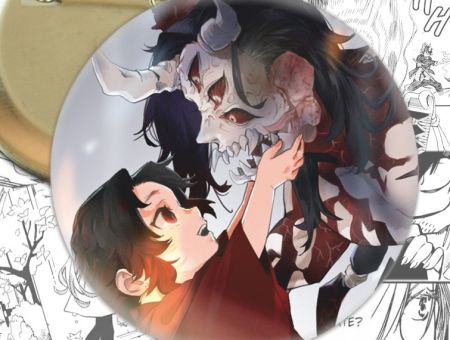 Значок Кокушибо та Йоріічі  Клинок, що розтинає демонів Demon Slayer 004026 Круглий