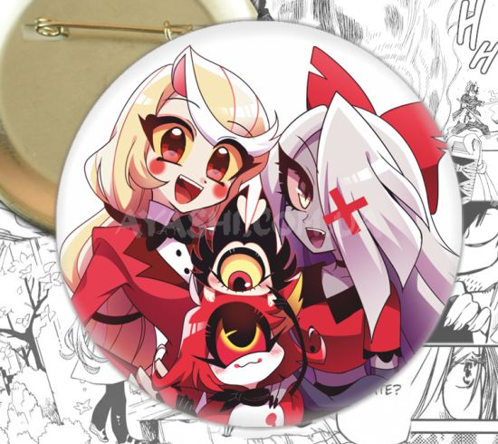 Значок Отель Хазбин Чарли Вегги Ниффти Hazbin Hotel 003839 - Ayashi