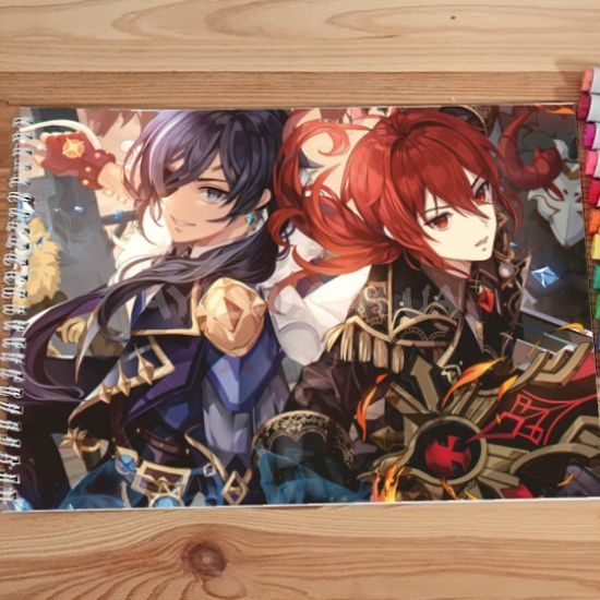 Альбом для рисования №0013 А4 Genshin Impact  під маркери та олівці (20 сторінок щільність 160г/м)