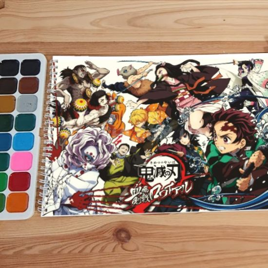 Альбом для рисования №0004 А4 Demon Slayer для акварелі - 12 сторінок щільність 200г/м 