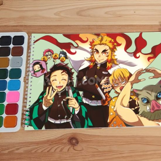 Альбом для рисования №0005 А4 Demon Slayer для акварелі - 12 сторінок щільність 200г/м 