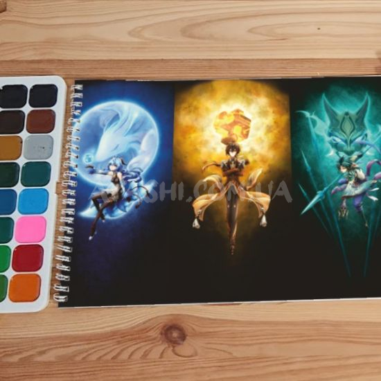 Альбом для рисования №0017 А4 Genshin Impact  для акварелі - 12 сторінок щільність 200г/м 