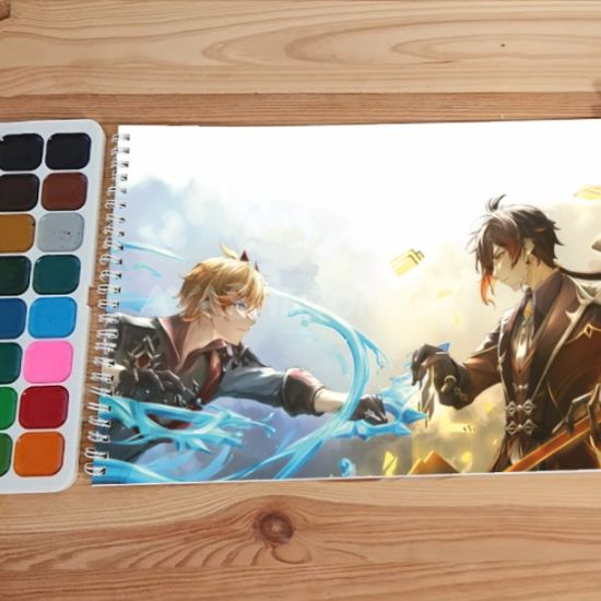 Альбом для рисования №0023 А4 Genshin Impact  Для акварелі - 12 сторінок щільність 200г/м 