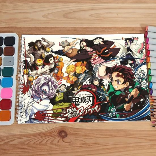 Альбом для рисования №0004 А4 Demon Slayer мікс 15 сторінок 160 г/м + 5 сторінок 200г/м
