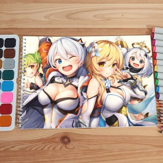 Альбом для малювання №0015 А4 Genshin Impact & Honkai Impact мікс 15 сторінок 160 г/м + 5 сторінок 200г/м