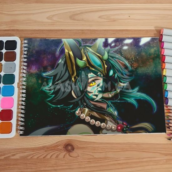 Альбом для рисования №0019 А4 Genshin Impact  Мікс 15 сторінок 160 г/м + 5 сторінок 200г/м