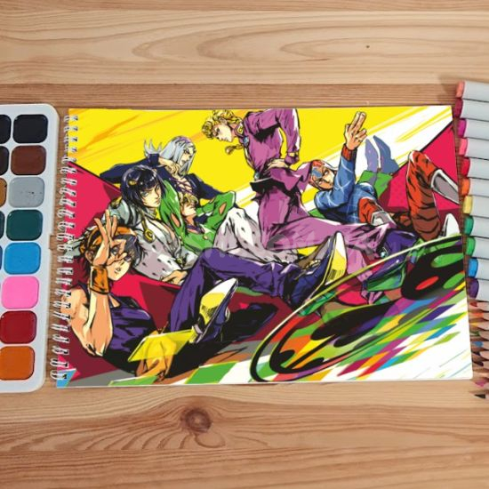 Альбом для рисования №0026 А4 Jojo's Bizarre Adventure  Мікс 15 сторінок 160 г/м + 5 сторінок 200г/м