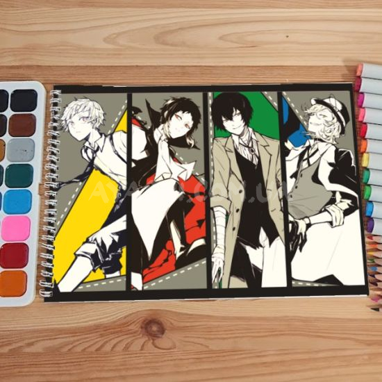 Альбом для рисования №0053 А4 Bungou Stray Dogs Мікс 15 сторінок 160 г/м + 5 сторінок 200г/м