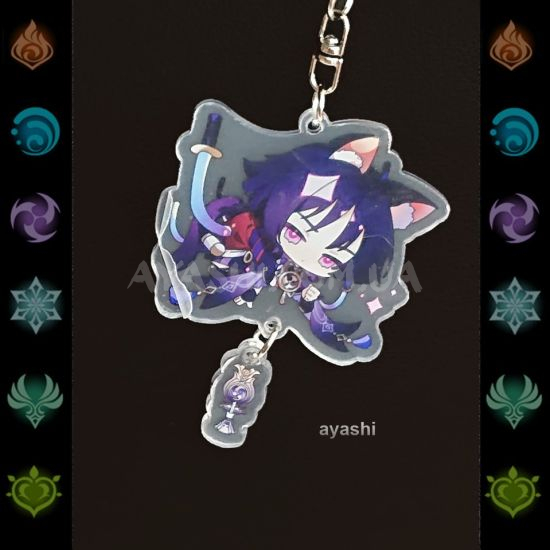 Брелок акриловий фігурка Genshin Impact БРФ-0014-106 Скарамучча з вушками і з підвіской Брелок акриловий фігурка Genshin Impact БРФ-0014-106 Скарамучча з вушками і з підвіской