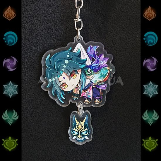 Брелок акриловый фигурка Genshin Impact  БРФ-0014-17 Сяо с подвеской Брелок акриловый фигурка Genshin Impact  БРФ-0014-17 Сяо с подвеской