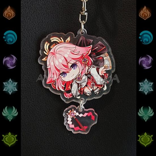 Брелок акриловий фігурка Genshin Impact БРФ-0014-20  Яе Міко  з підвіской Брелок акриловий фігурка Genshin Impact БРФ-0014-20  Яе Міко  з підвіской