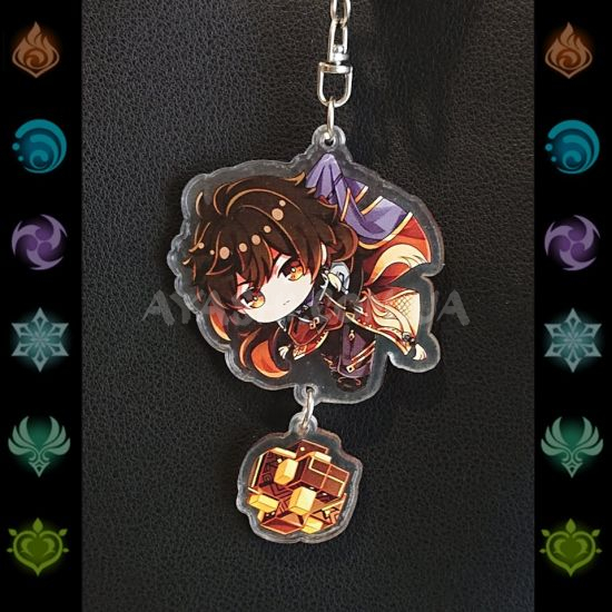Брелок акриловий фігурка Genshin Impact БРФ-0014-28 Чжун Лі з підвіской Брелок акриловий фігурка Genshin Impact БРФ-0014-28 Чжун Лі з підвіской