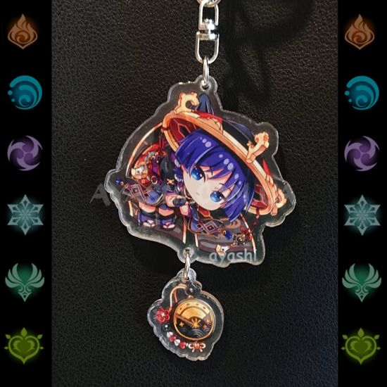 Брелок акриловый фигурка Genshin Impact  БРФ-0014-32 Скарамучча с подвеской Брелок акриловый фигурка Genshin Impact  БРФ-0014-32 Скарамучча с подвеской
