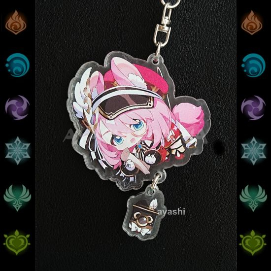 Брелок акриловий фігурка Genshin Impact БРФ-0014-96 Шарлотта вушка з підвіской Брелок акриловий фігурка Genshin Impact БРФ-0014-96 Шарлотта вушка з підвіской