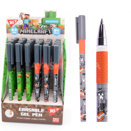 Ручка гелева Minecraft пиши-стирай 0,5 мм синя 420467 сірий корпус Ручка гелева Minecraft пиши-стирай 0,5 мм синя 420467 сірий корпус