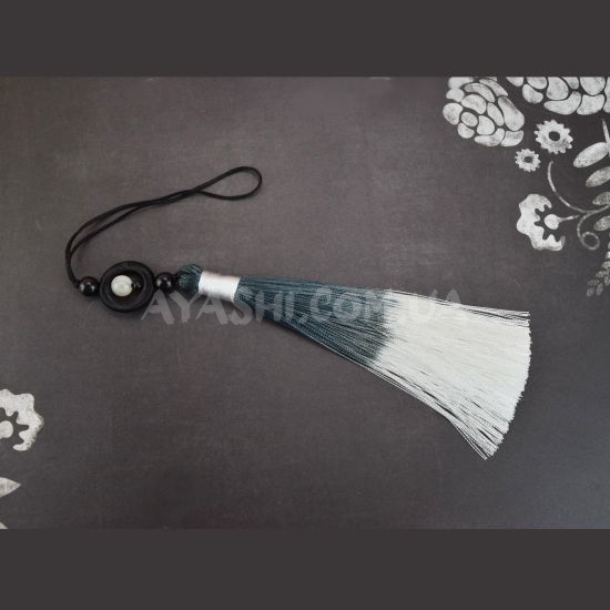 Китиця ЧОРНО-БІЛА з колечком та намистиною, 17(26)см, 1 шт Китиця ЧОРНО-БІЛА з колечком та намистиною, 17(26)см, 1 шт