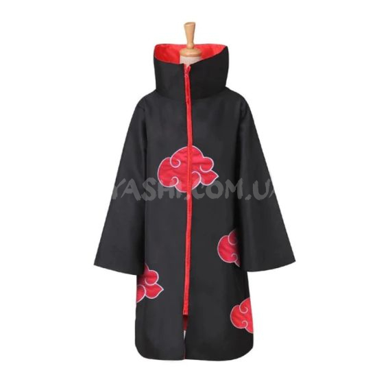 Плащ Наруто Акацукі чорний на блискавці зріст 140-155