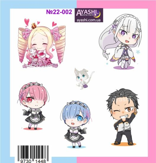 Наклейки Re Zero №22-002 Наклейки Re Zero №22-002