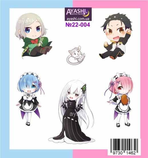 Наліпки Re Zero №22-004 Наліпки Re Zero №22-004