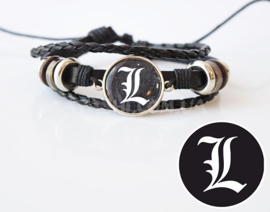 Браслет №004-0012 Death Note потрійний чорний з кабошоном 20 мм Браслет №004-0012 Death Note потрійний чорний з кабошоном 20 мм