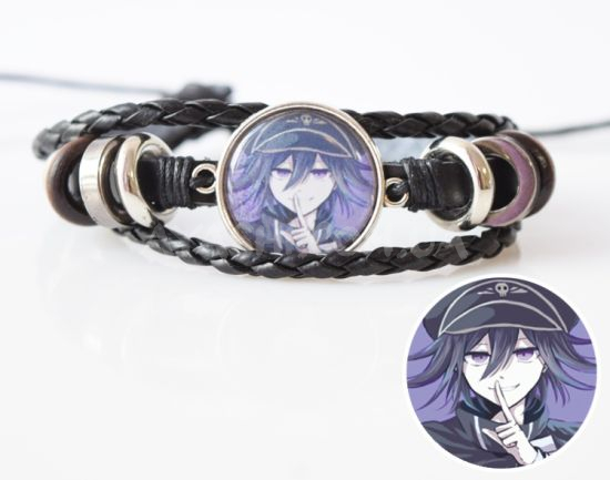 Браслет №004-0013 Danganronpa Кокичи, тройной чёрный с кабошоном 20 мм Браслет №004-0013 Danganronpa Кокичи, тройной чёрный с кабошоном 20 мм
