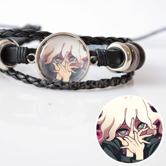 Браслет №004-0015 Danganronpa Нагіто потрійний чорний з кабошоном 20 мм Браслет №004-0015 Danganronpa Нагіто потрійний чорний з кабошоном 20 мм