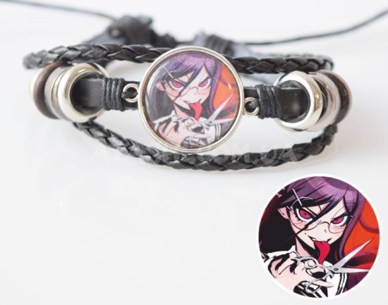 Браслет №004-0018 Danganronpa  Вбивця Сьо ,  потрійний чорний з кабошоном 20 мм Браслет №004-0018 Danganronpa  Вбивця Сьо ,  потрійний чорний з кабошоном 20 мм