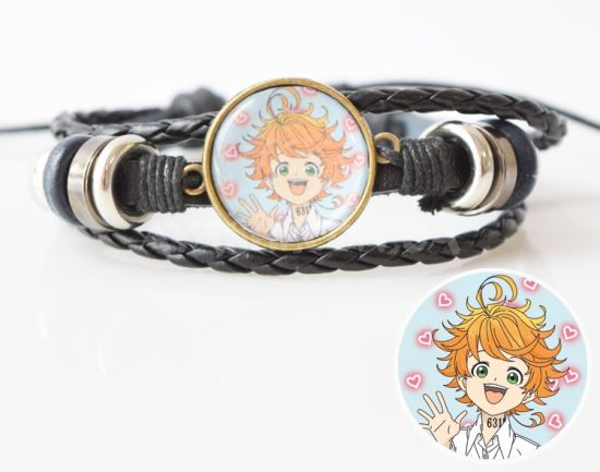 Браслет №004-0020 The Promised Neverland Эмма, тройной чёрный с кабошоном 20 мм Браслет №004-0020 The Promised Neverland Эмма, тройной чёрный с кабошоном 20 мм