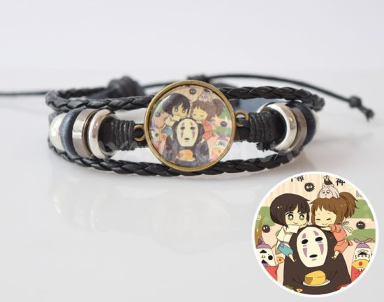 Браслет №004-0026 Spirited Away , тройной чёрный с кабошоном 20 мм Браслет №004-0026 Spirited Away , тройной чёрный с кабошоном 20 мм