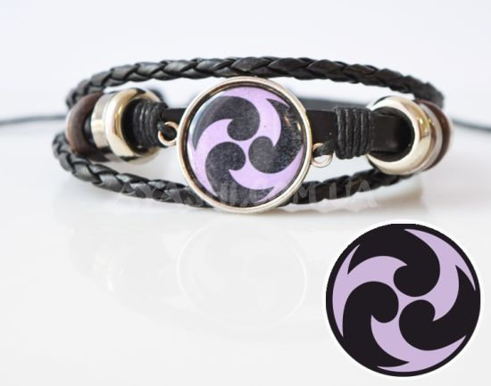 Браслет №004-0032-1 Genshin Impact Электро (сиреневый), тройной чёрный с кабошоном 20 мм Браслет №004-0032-1 Genshin Impact Электро (сиреневый), тройной чёрный с кабошоном 20 мм