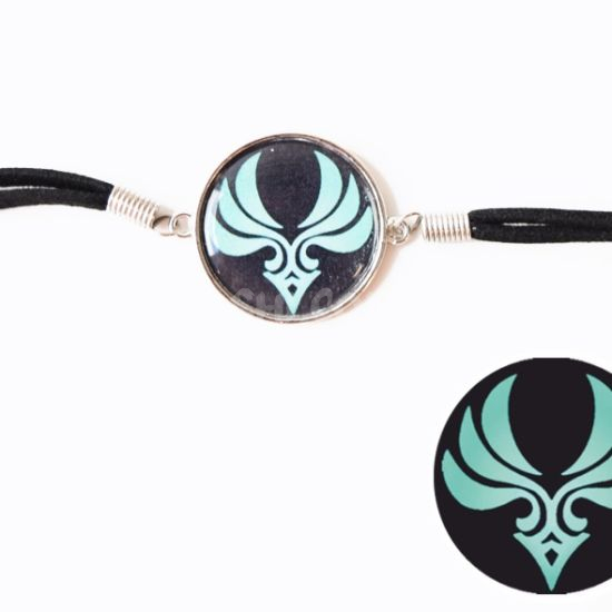 Браслет №006-0030-2 Genshin Impact Анемо (на черном), замшевый с кабошоном 25 мм Браслет №006-0030-2 Genshin Impact Анемо (на черном), замшевый с кабошоном 25 мм