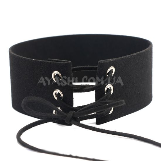 Чокер №0002 на шруровці ,ширина 4 см  ЧОРНИЙ Чокер №0002 на шруровці ,ширина 4 см  ЧОРНИЙ