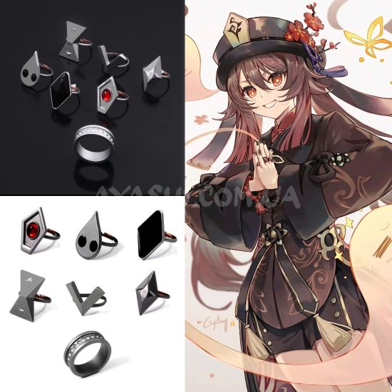 Кольцо №0014 Набор для косплея Ху Тао , 7 шт Genshin Impact  Кольцо №0014 Набор для косплея Ху Тао , 7 шт Genshin Impact 