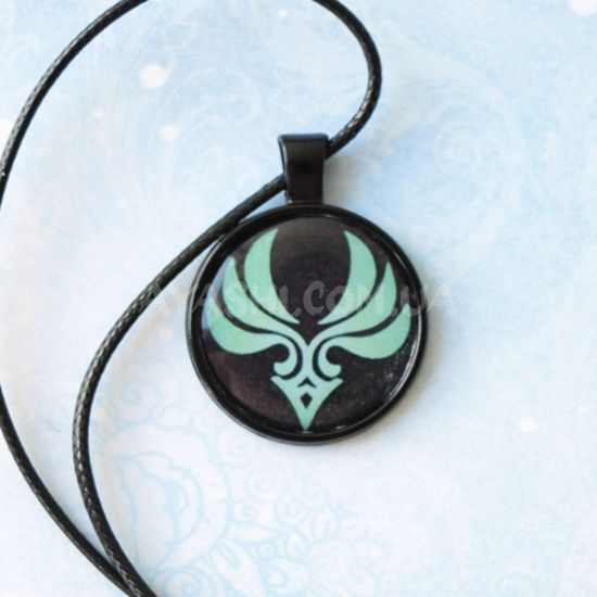 Кулон №944-0030 Genshin Impact Анемо (на чорном), 25мм Кулон №944-0030 Genshin Impact Анемо (на чорном), 25мм