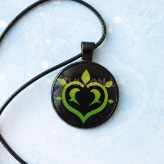 Кулон №944-0033 Genshin Impact ДЕНДРО (на чорному), 25мм Кулон №944-0033 Genshin Impact ДЕНДРО (на чорному), 25мм