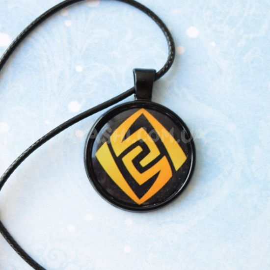Кулон №944-0034 Genshin Impact Гео (на чорном), 25мм Кулон №944-0034 Genshin Impact Гео (на чорном), 25мм
