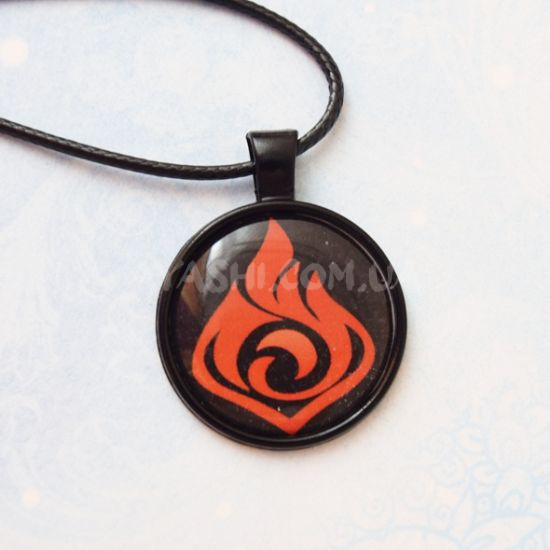 Кулон №944-0035 Genshin Impact ПИРО (на чорном), 25мм Кулон №944-0035 Genshin Impact ПИРО (на чорном), 25мм