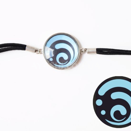 Браслет №006-0029-2 Genshin Impact Гидро (на черном), замшевый с кабошоном 25 мм Браслет №006-0029-2 Genshin Impact Гидро (на черном), замшевый с кабошоном 25 мм