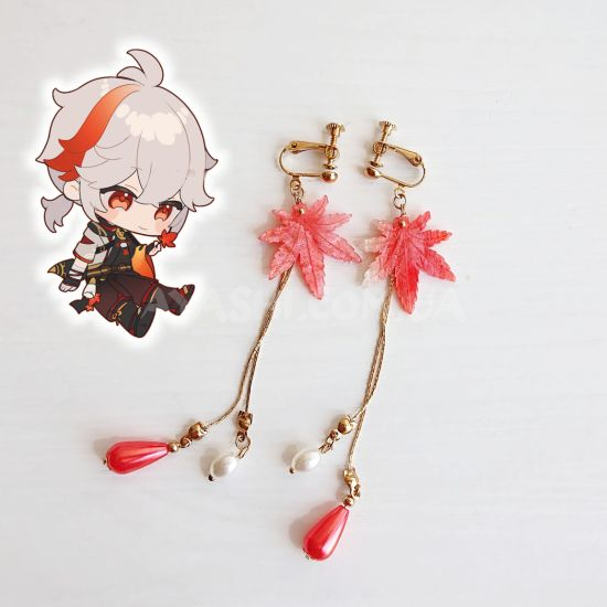 Сережки №0064 Genshin Impact Кадзуха  швензи кліпси Сережки №0064 Genshin Impact Кадзуха  швензи кліпси