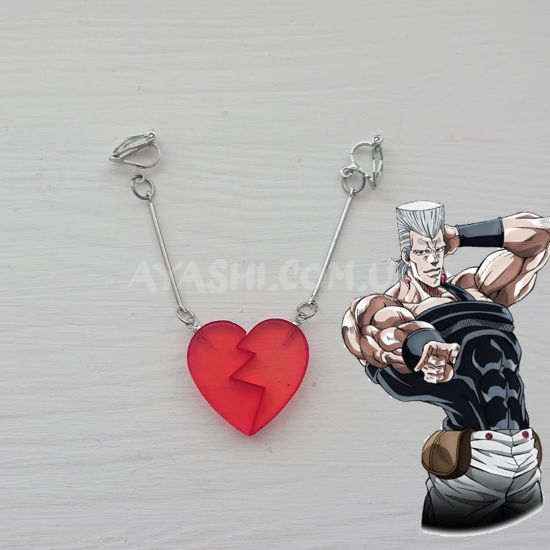 Серьги-клипсы №0050 Jojo's Bizarre Adventure Половинки сердца, 1 пара Серьги-клипсы №0050 Jojo's Bizarre Adventure Половинки сердца, 1 пара