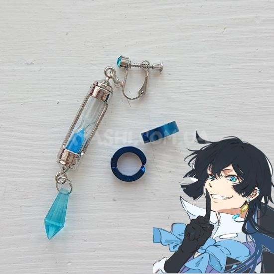 Сережка-кліпса та 2 кліпси №0053 Vanitas no Carte (платина та синій) Сережка-кліпса та 2 кліпси №0053 Vanitas no Carte (платина та синій)
