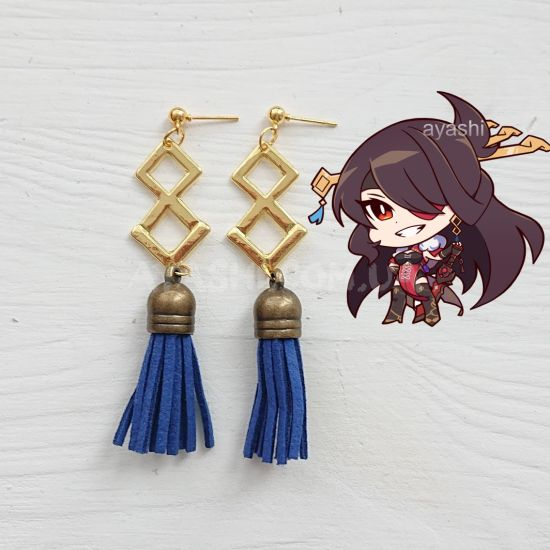 Сережки №0024 Genshin Impact Бей Доу (швензи гвоздики), 1 пара Сережки №0024 Genshin Impact Бей Доу (швензи гвоздики), 1 пара