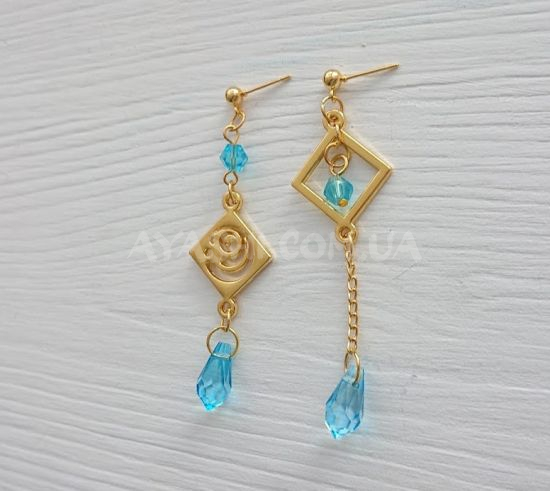 Сережки №0025 Genshin Impact Гідро (швензи гвоздики), 1 пара Сережки №0025 Genshin Impact Гідро (швензи гвоздики), 1 пара