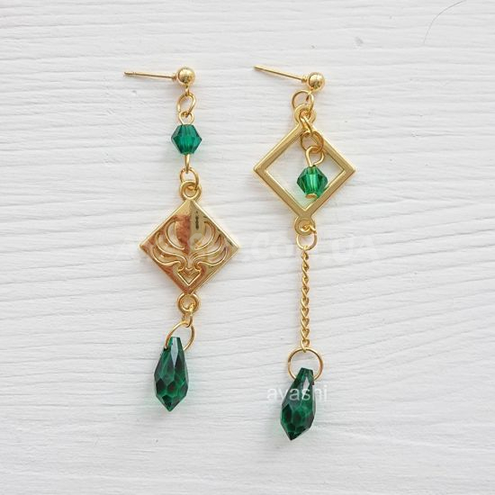 Сережки №0026 Genshin Impact Анемо (швензи гвоздики), 1 пара Сережки №0026 Genshin Impact Анемо (швензи гвоздики), 1 пара