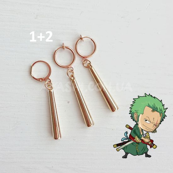 Сережка та кліпси Зоро One Piece №0059 золотий колір, 1+2 шт Сережка та кліпси Зоро One Piece №0059 золотий колір, 1+2 шт