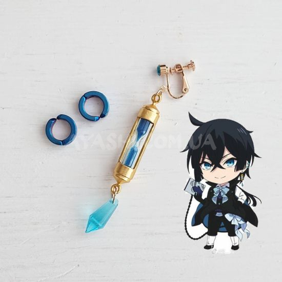 Сережка-кліпса та 2 кліпси №0053 Vanitas no Carte (золото та синій) Сережка-кліпса та 2 кліпси №0053 Vanitas no Carte (золото та синій)