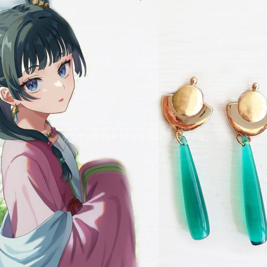 Сережки-цвяхи №0063 МаоМао Kusuriya no Hitorigoto зелені з кулькою  Сережки-цвяхи №0063 МаоМао Kusuriya no Hitorigoto зелені з кулькою 