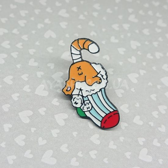 Значок PIN-0007-150 кот в рождественском носке Значок PIN-0007-150 кот в рождественском носке